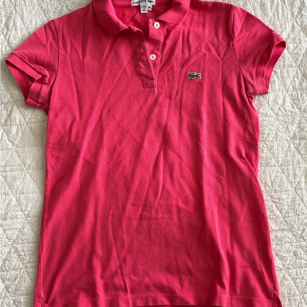 Lacoste Pink Polo Shirt Classic Fit Short Sleeve